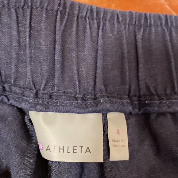Athleta size 4 navy linen fatigue drawstring tapered pants. - Picture 8 of 8